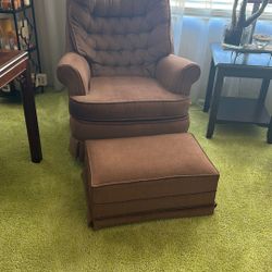 Two Swivel Rocking Chairs With A Foot Stool