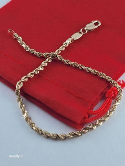 14K Solid Yellow Gold Diamond-Cut Rope Bracelet, 7” Long – Pristine Condition, Post Tags: Brazalete Chain de Oro Solido de 14k