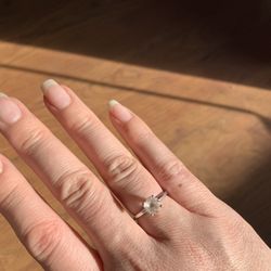 Pink Morganite 14k Wht Gold Ring 