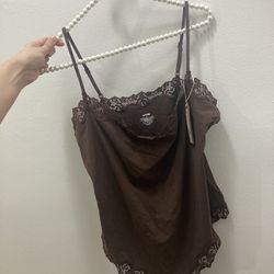 Skims 4XL Cocoa Brown Fits Everybody Corded Lace Cami Bodysuit Top SIZE 4X NWT