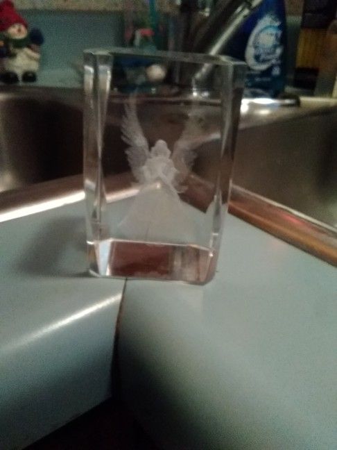 Glass Paperweight With Angel