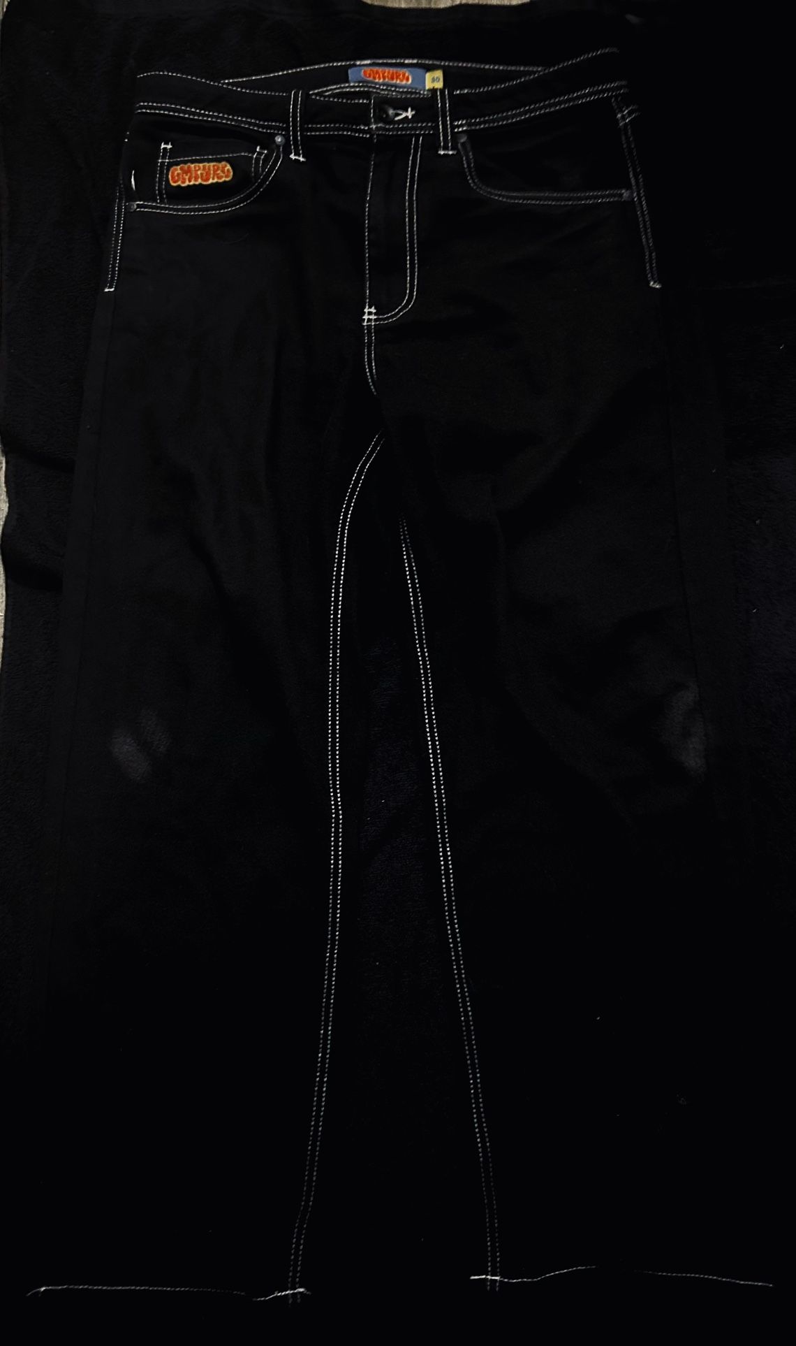 Empyre Loose Fit Embroidered Black Denim Skate Pants #skater W-30