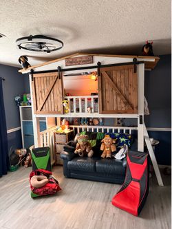 Hand made Bunkbed (solid wood) sofa and mattress are included