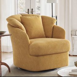 Mustard Turmeric color swivel fabric accent arm chair