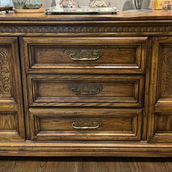 Wood Carved Design, China Closet, Buffet And 6 Chairs