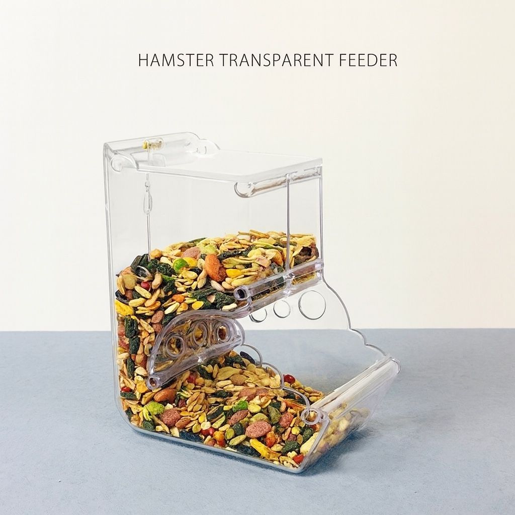 Transparent Automatic Hanging Feeder 400ml Acrylic Food Dispenser for small pet