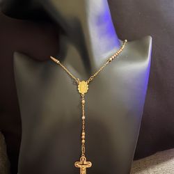 14k SOLID GOLD ROSARY NECKLACE