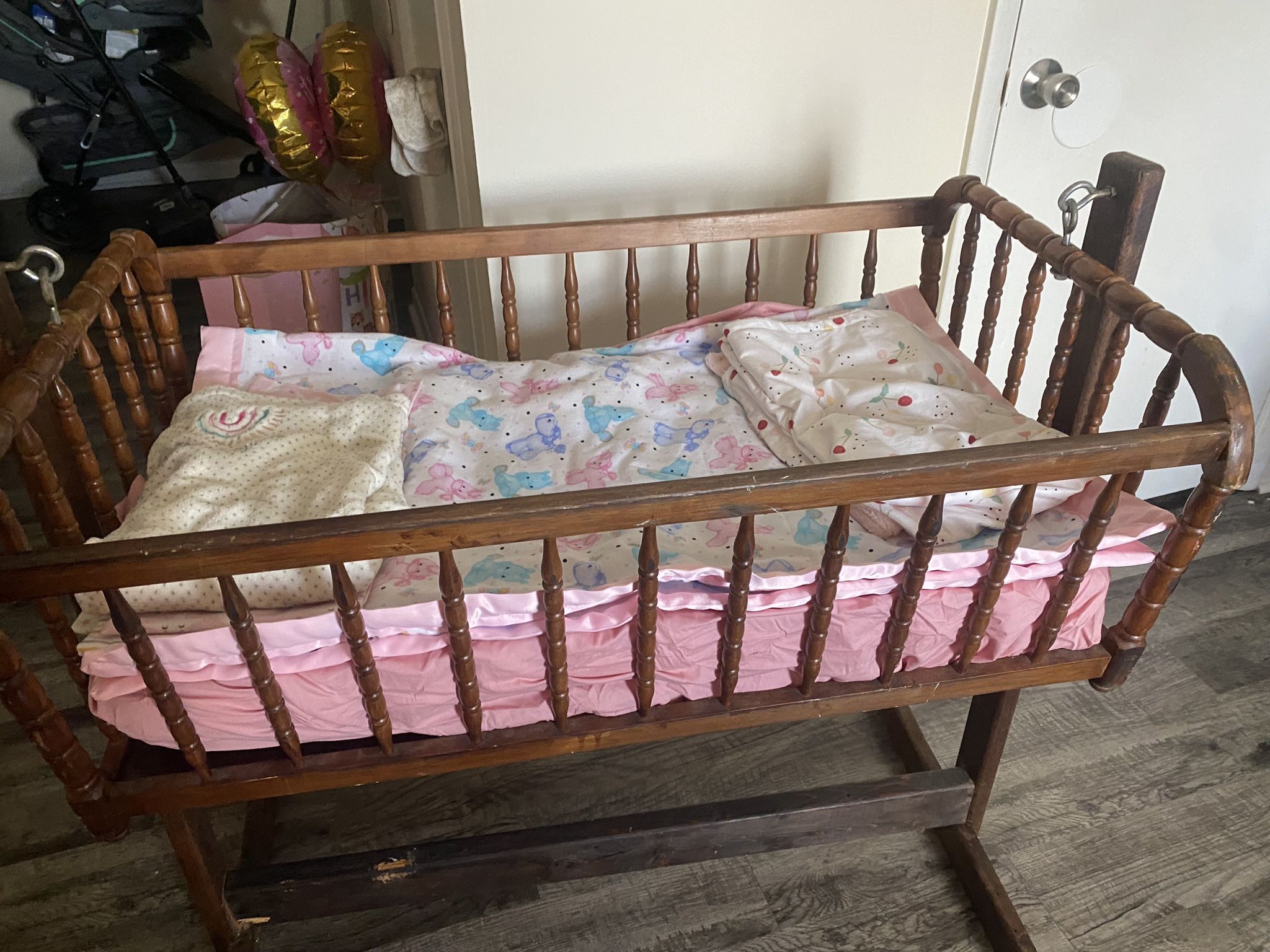 Baby Wooden Swing Rocking Bassinet