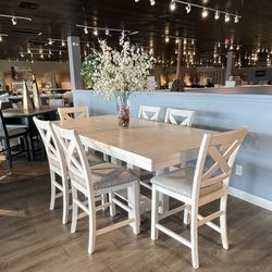 White 6pc Counter Height Dining Room Set 