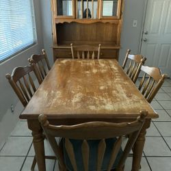 Solid Wood Table, Chairs & China Hutch