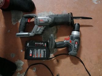 Porter Cable Drill, Reciprocating Saw & Charger Set