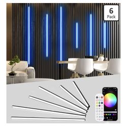 Lichaser RGB Black Smart Recessed Lighting for Acoustic Panel, 6 Pcs WiFi LED Strip Light for Wood Slat Wall Panel Compatible with Alexa, Self=R2-702