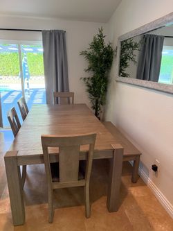 ✨ Rustic Farmhouse Dining Set – Table, Chairs & Bench ✨