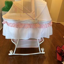 Pink and White Bassinet