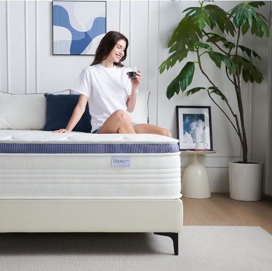 Queen Mattress, 12 Inch Hybrid Mattress in a Box with Gel Memory Foam, Individually Pocketed Springs for Support and Pressure Relief - Medium Plush Re