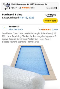 Sun2Solar 18x40 pool solar cover