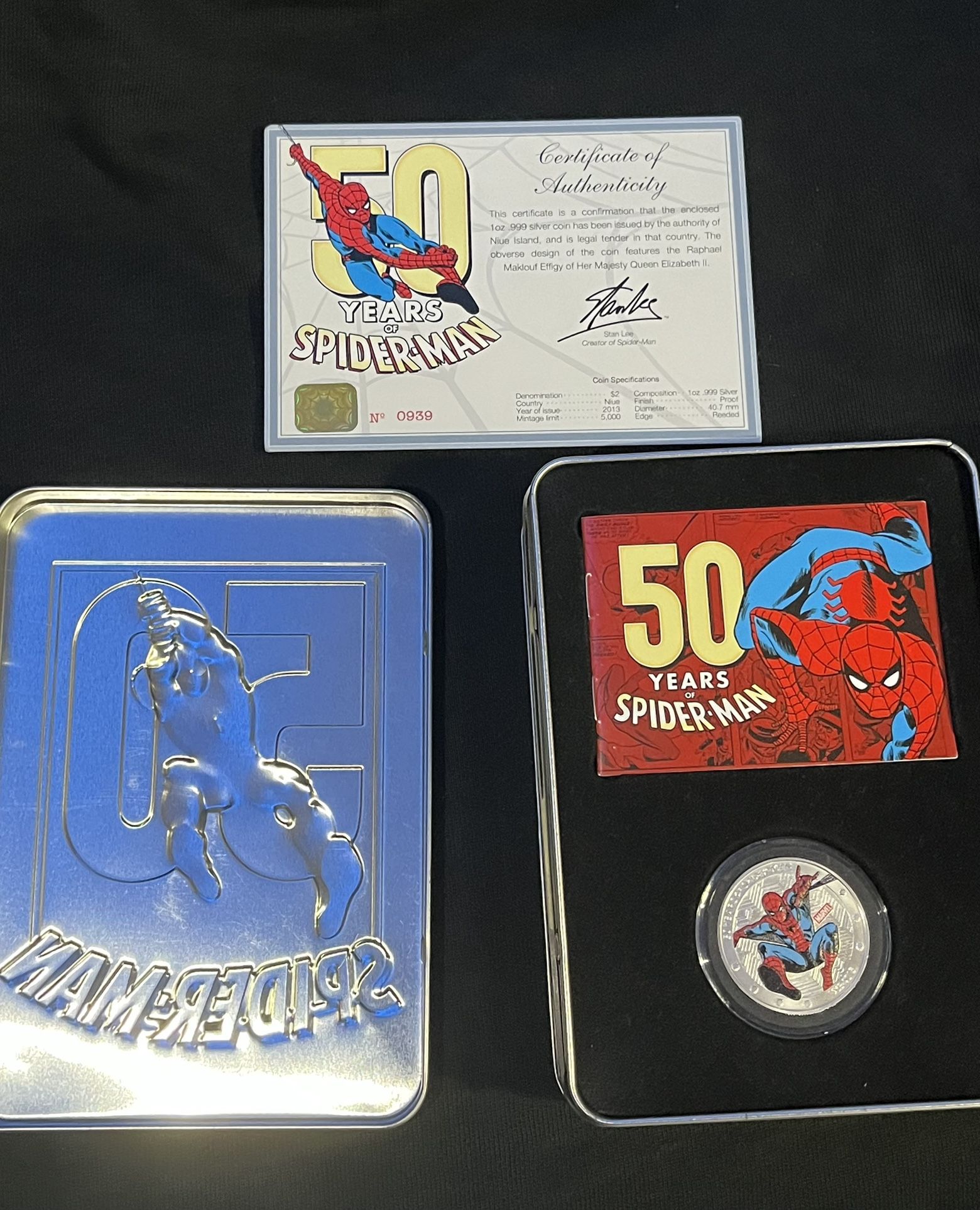 Spider-Man Marvel 50 Year Anniversary 1 oz Silver Coin 2013