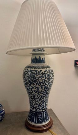 Large Blue and White porcelain table lamp