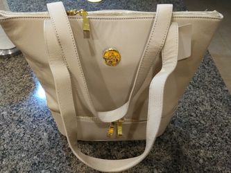 Joy mangano, handbag, double decker leather tote and wristlet set