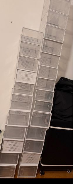 Plastic containers to hold shoes or miscellaneous items