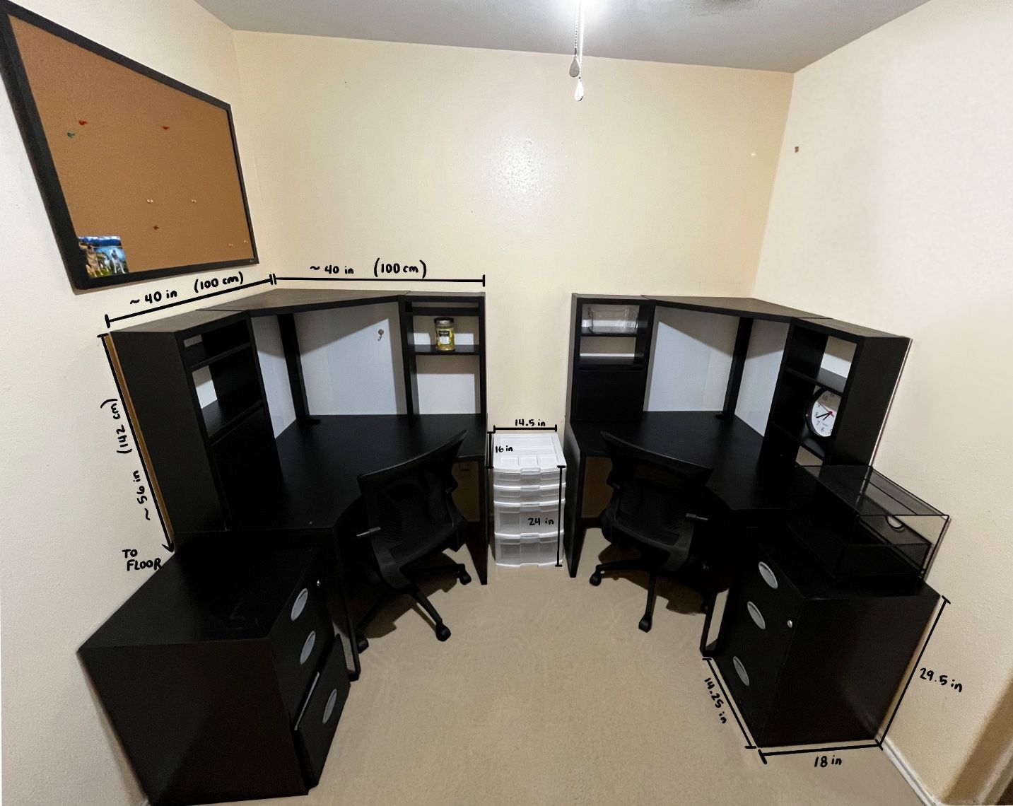 Desks, Filing Cabinets, And Drawer Study Set