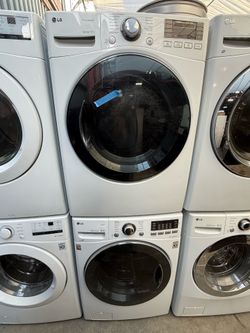 LG white front load washer and gas dryer set