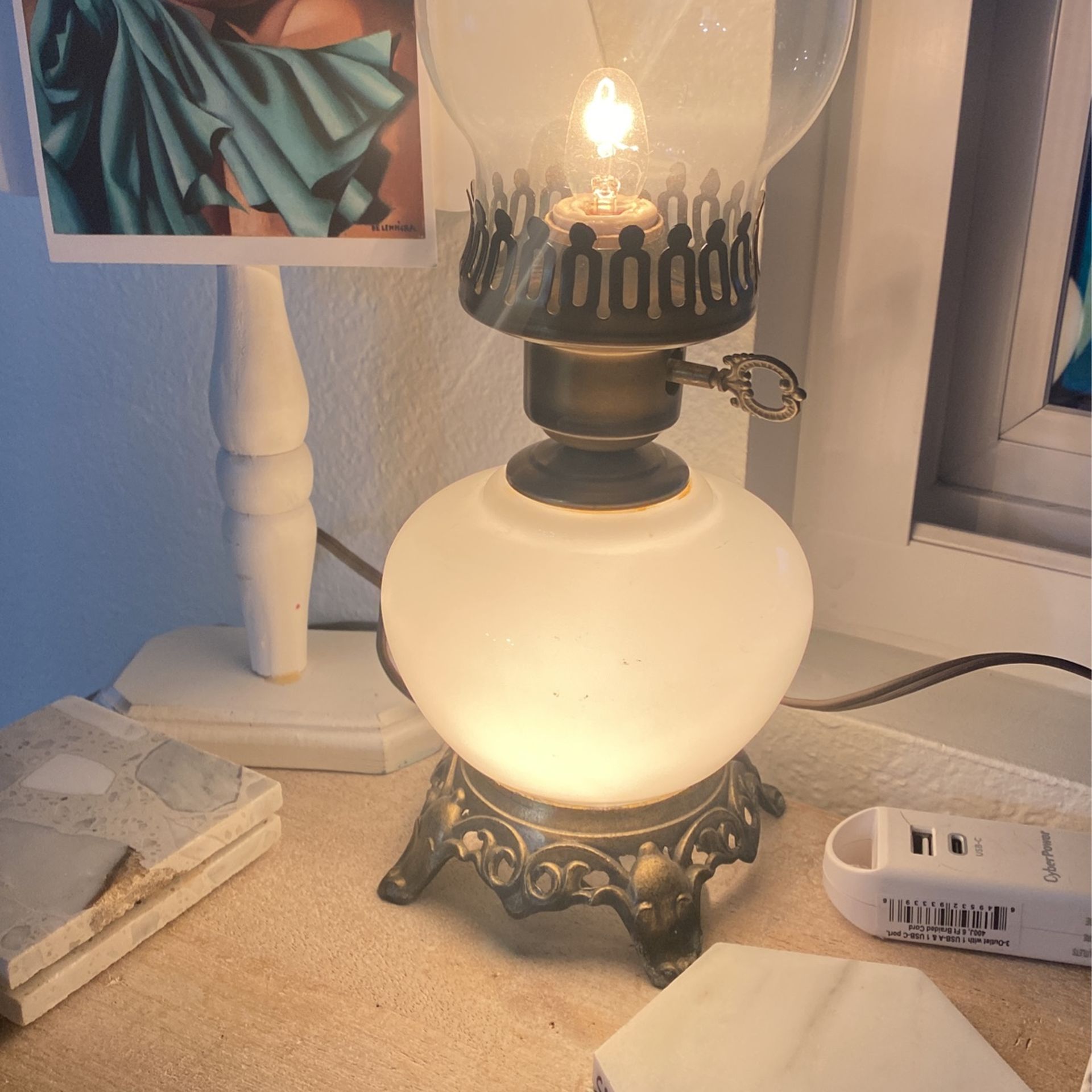 Vintage Milk Glass Lamp