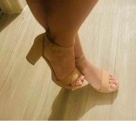 Nude Block Heel Ankle Strap Sandals