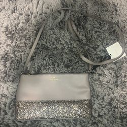 Kate Spade Greta Court Ramey City Scape Grey Glitter Crossbody Bag / Satchel / Clutch / Shoulder bag