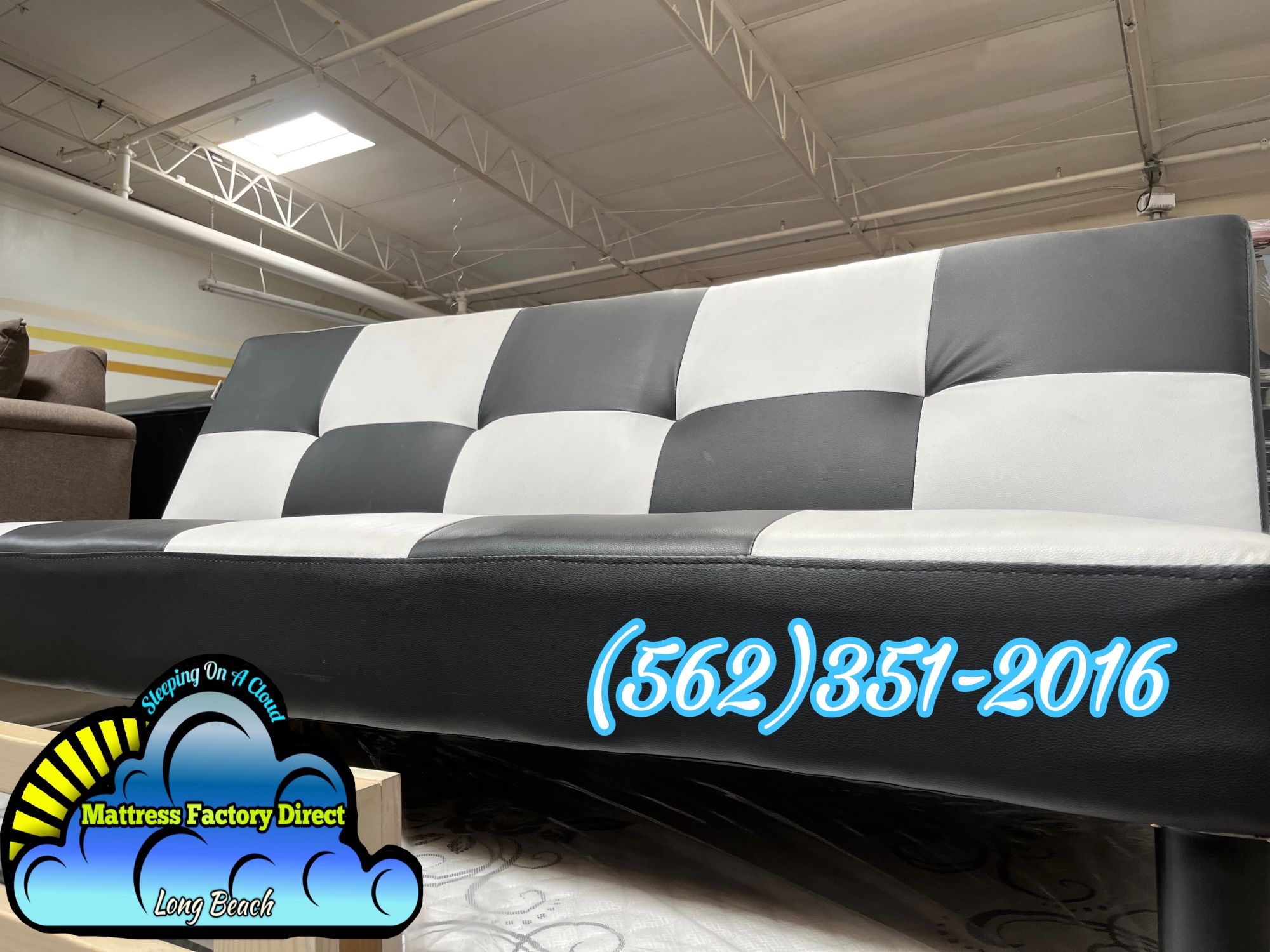Black And White Futon Couch Sofa New
