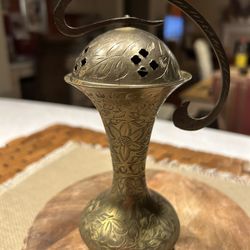 Vintage Brass Etched/Colored Vases