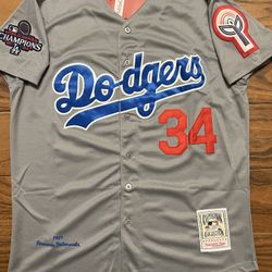 Dodgers World Series Champions Patch Grey Fernando Valenzuela 34