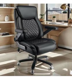 600lbs Big and Tall Office Chair with Pocket Spring Cushion, Ergonomic Heavy Duty Executive Office Desk Chair with Adjustable Lumbar Support