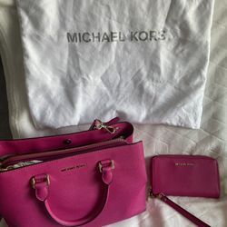 Michael Kors Pink Saffiano Purse And Wallet
