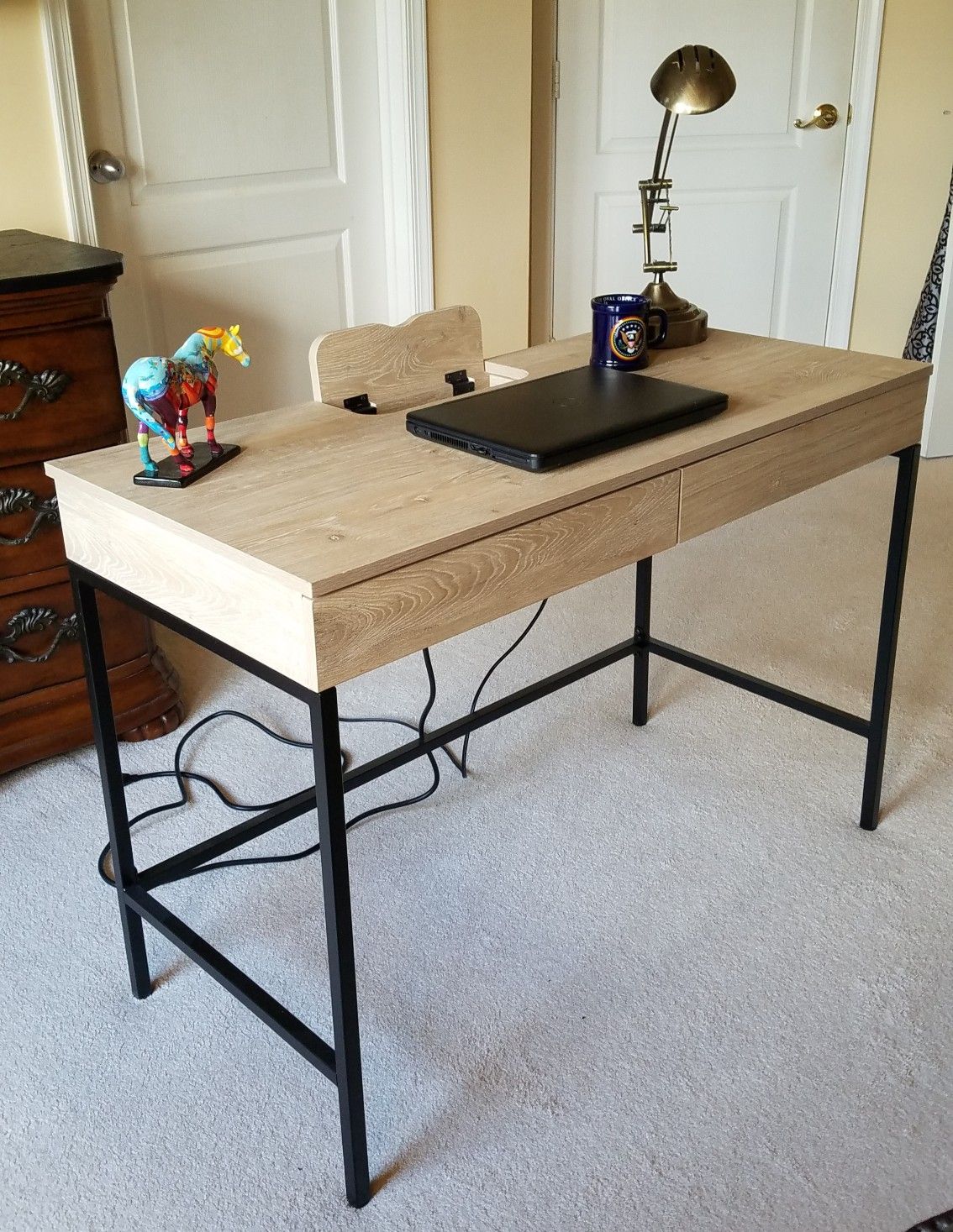 New 42" writing desk with cable management and two front doors for extra storage