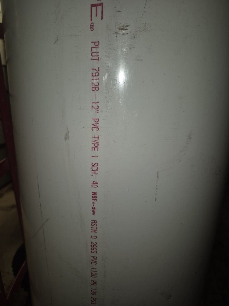 12" Schedule 40 White PVC Pipe 4004-120AB - 63 1\2"