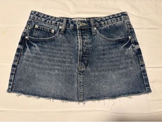 Signature 8 Acid Wash Denim Mini Skirt Size Small Y2K Raw Hem