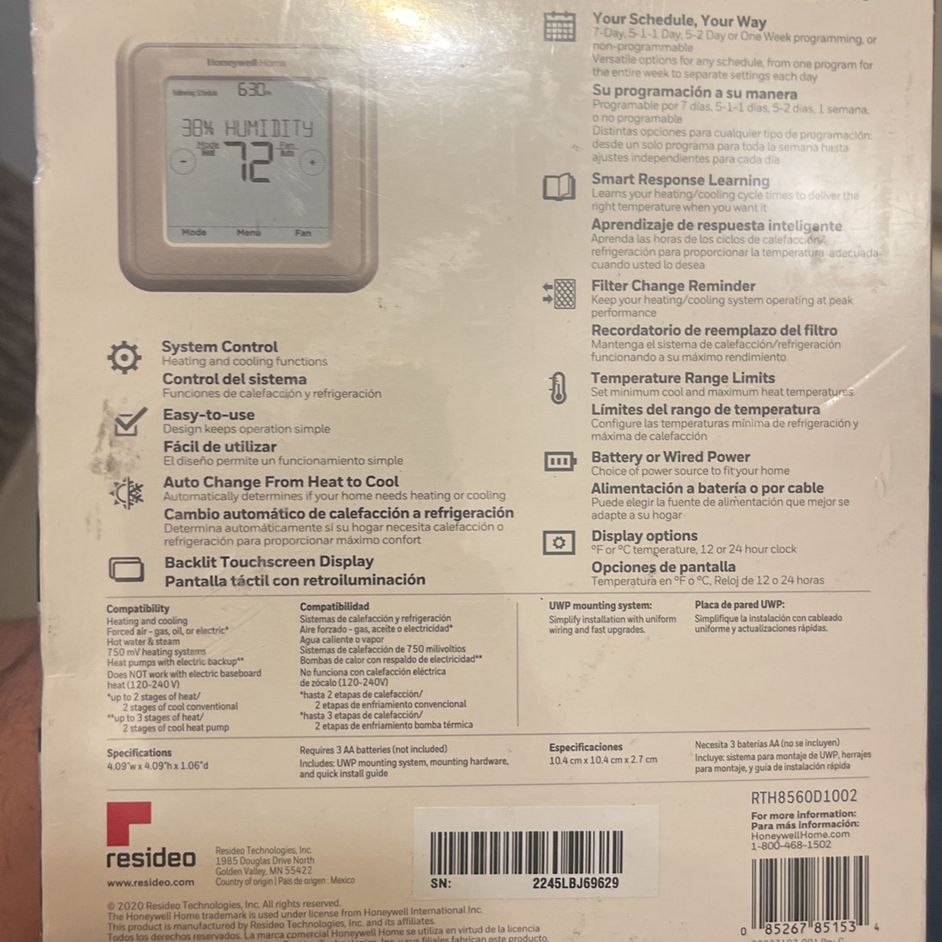 Honeywell Home T5 Touchscreen Programmable Thermostat 