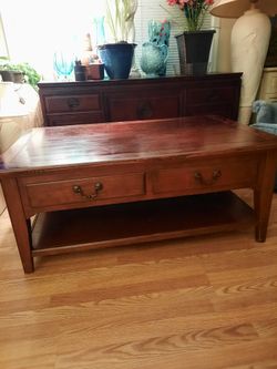 Wood Coffee Table with 4 Drawers