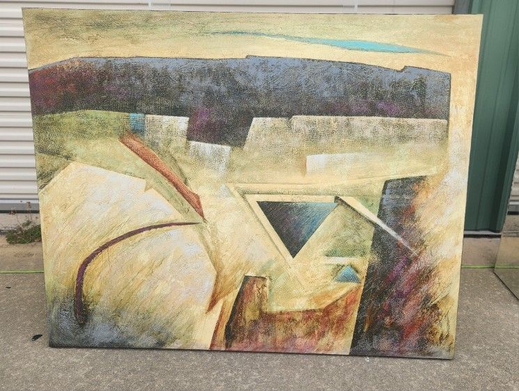 2002 Huge Abstract Topograph Canvas Wall Art 60" Wide, 48" High Nice Condition, Retailed $230