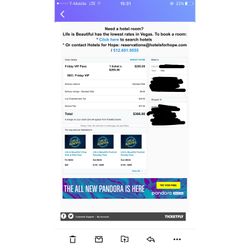 Selling my VIP concert ticket to LIFE IS BEAUTIFUL in Las Vegas
