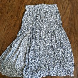 Pale Blue Floral Maxi Skirt