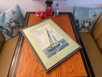 Framed Sailboat Print with Green Mat
