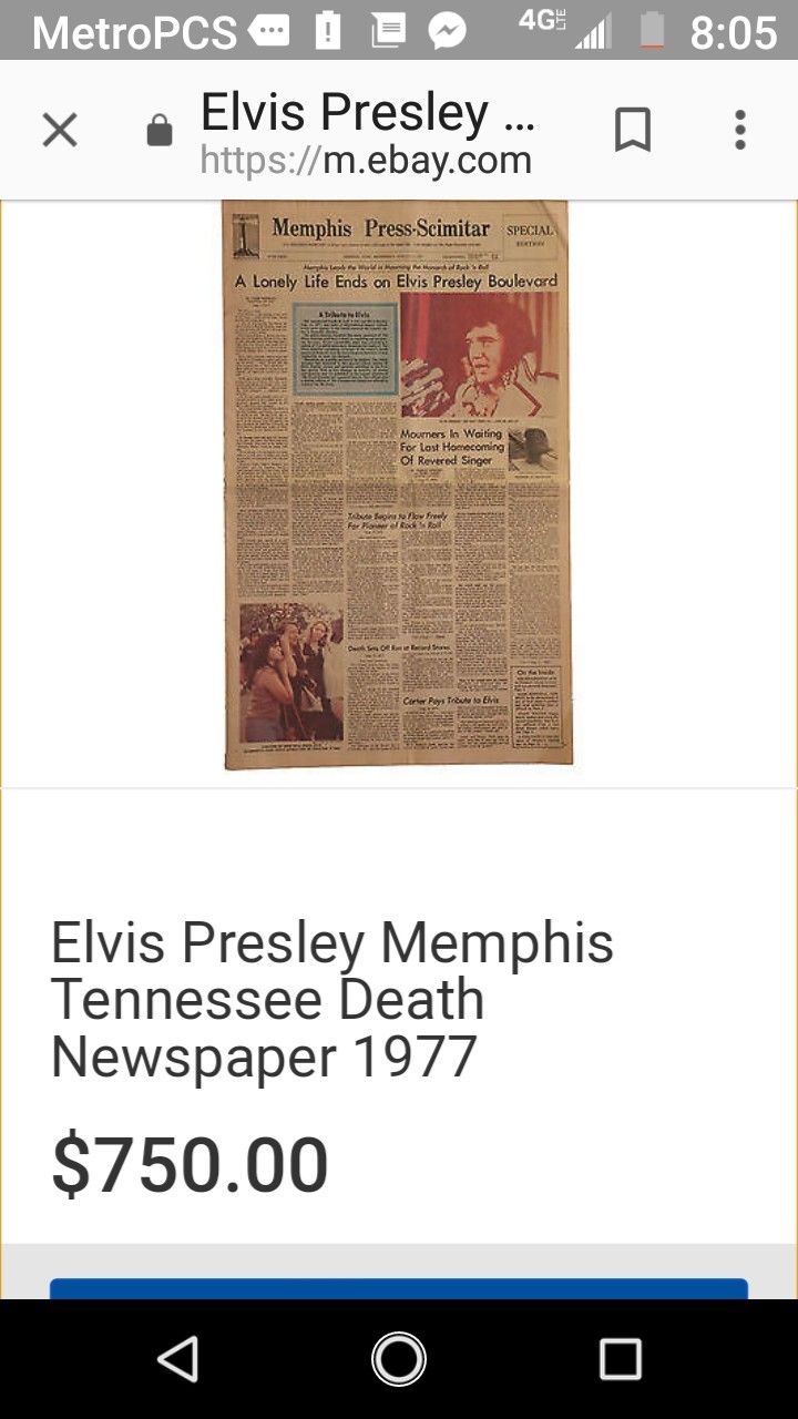 Elvis death paper from 1977