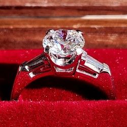 1.48CTW. Platinum Iridium Natural & IGI Certified Lab Created Diamond Engagement Ring ◇ Size: 6.0