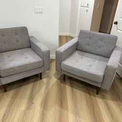 Modern Gray Armchairs – Set of 2 – Good Condition!