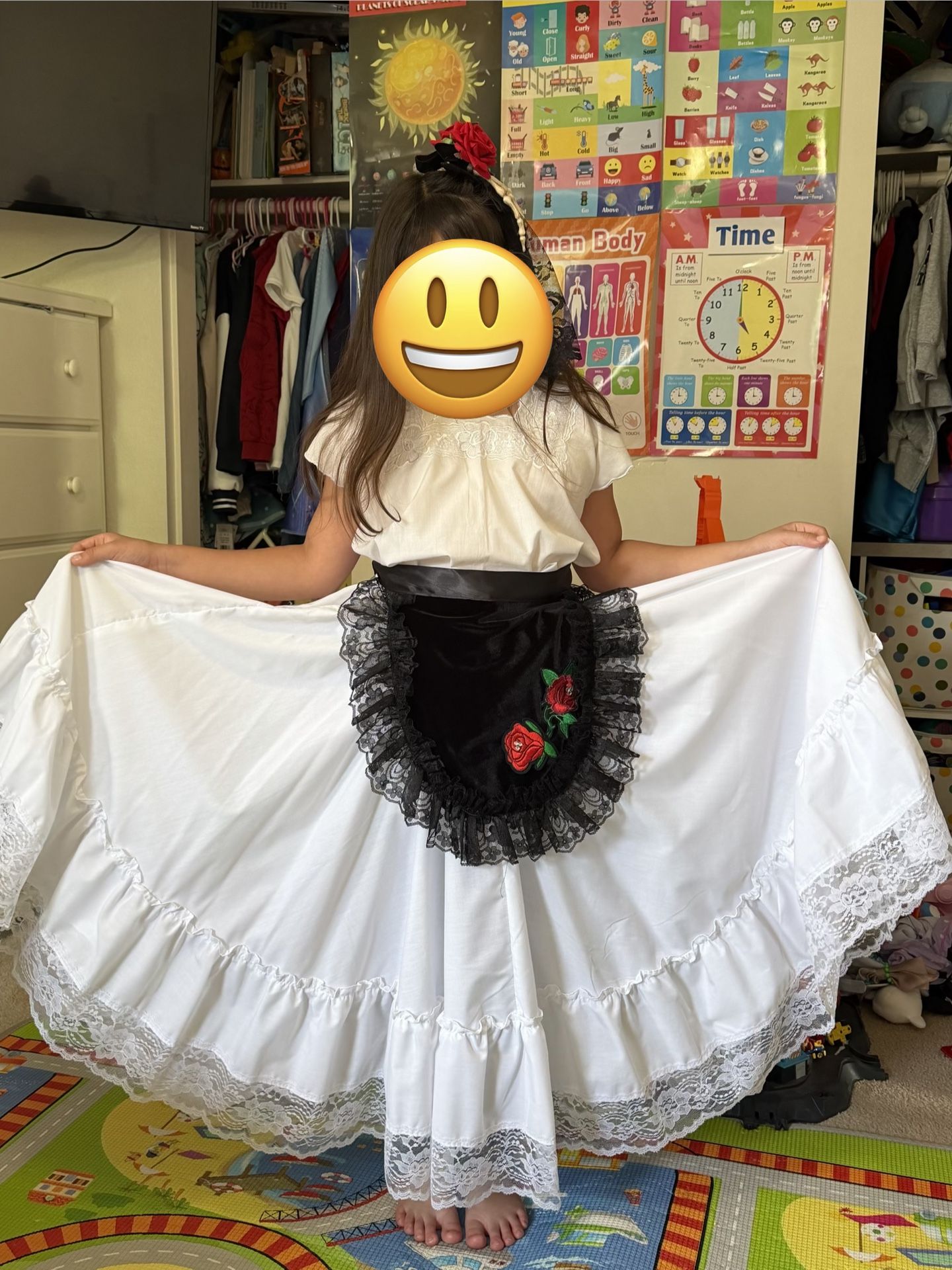 White Dress ( Apron , Skirt, And Blouse)