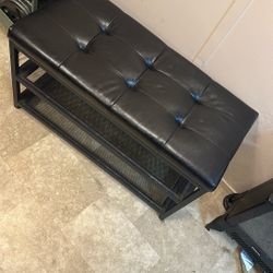 STARY Shoe Bench, Shoe Rack Bench for Entryway, 3-Tier Shoe Bench Entryway with Storage, Upholstered PU Leather Benches and Metal Frame, 18.9X 31.9X 1