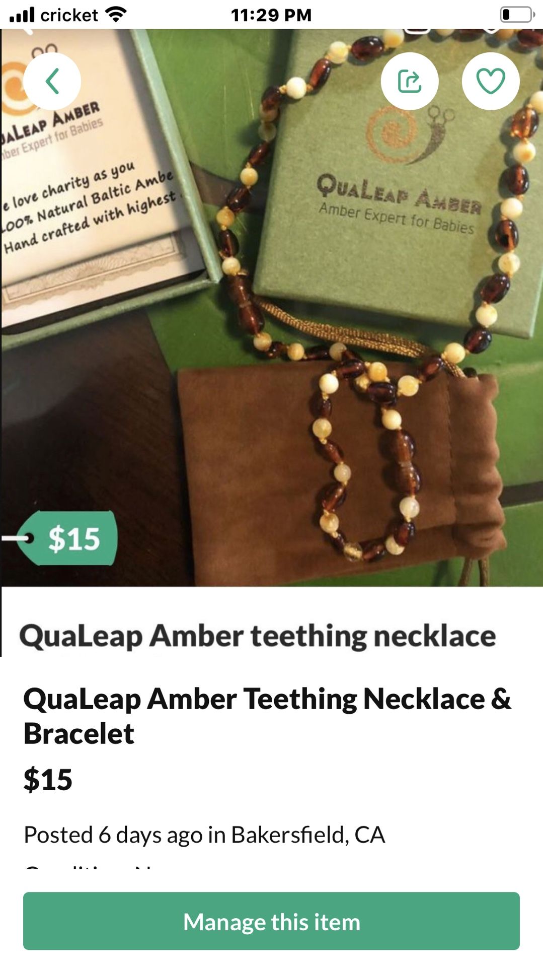 QuaLeap Amber Teething Necklace And Bracelet