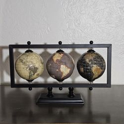 World Map Globe Trio Tabletop Home Decor